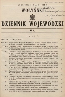 Wołyński Dziennik Wojewódzki. 1938, nr 7