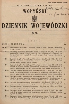Wołyński Dziennik Wojewódzki. 1938, nr 10