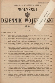 Wołyński Dziennik Wojewódzki. 1938, nr 14