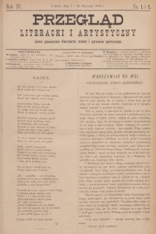 Przegląd Literacki i Artystyczny : pismo poświęcone literaturze, sztuce i sprawom społecznym. R.4, 1885, nr 1-2