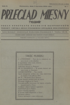 Przegląd Mięsny : organ Syndykatu Polskich Eksporterów Trzody i Bydła oraz Polskiego Związku Bekonowego. R.2, 1930, nr 1