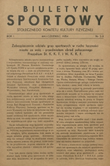 Biuletyn Sportowy Stołecznego Komitetu Kultury Fizycznej. R.1, 1954, nr 2-3