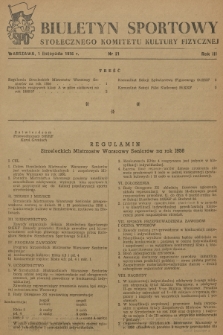 Biuletyn Sportowy Stołecznego Komitetu Kultury Fizycznej. R.3, 1956, nr 21