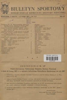 Biuletyn Sportowy Stołecznego Komitetu Kultury Fizycznej. R.4, 1957, nr 1-3