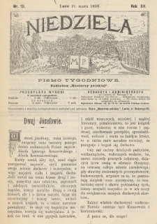 Niedziela : pismo tygodniowe. 1898, nr 12