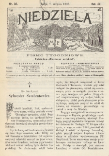 Niedziela : pismo tygodniowe. 1898, nr 32