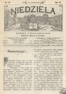 Niedziela : pismo tygodniowe. 1898, nr 43