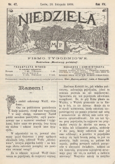 Niedziela : pismo tygodniowe. 1898, nr 47
