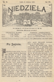 Niedziela : pismo tygodniowe. 1899, nr 15