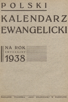 Polski Kalendarz Ewangelicki na Rok Zwyczajny 1938