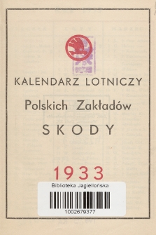Kalendarz Lotniczy Polskich Zakładów Skody. 1933