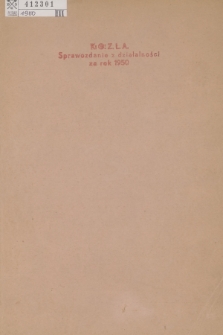 Sprawozdanie z Działalności Krakowskiego Okręgowego Związku Lekkoatletycznego za Rok 1950