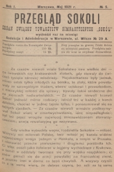 Przegląd Sokoli : organ Związku Towarzystw Gimnastycznych „Sokół". R.1, 1921, № 5