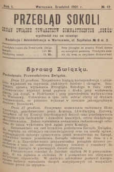Przegląd Sokoli : organ Związku Towarzystw Gimnastycznych „Sokół". R.1, 1921, № 12