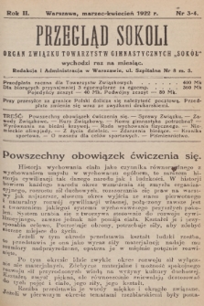 Przegląd Sokoli : organ Związku Towarzystw Gimnastycznych „Sokół". R.2, 1922, № 3-4