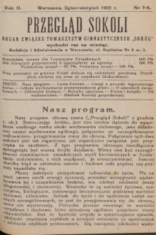 Przegląd Sokoli : organ Związku Towarzystw Gimnastycznych „Sokół". R.2, 1922, № 7-8