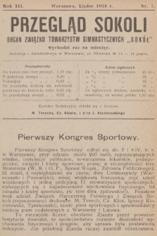 Przegląd Sokoli : organ Związku Towarzystw Gimnastycznych „Sokół". R.3, 1923, № 7