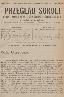 Przegląd Sokoli : organ Związku Towarzystw Gimnastycznych „Sokół". R.3, 1923, № 11-12