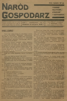 Naród Gospodarz : tygodnik polityczny, społeczny i gospodarczy. R.1, 1928, nr 3