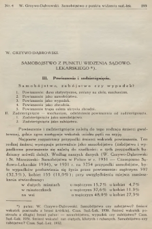 Czasopismo Sądowo-Lekarskie : poświęcone medycynie, psychjatrji sądowej i kryminologji. R.7, 1934, nr 4