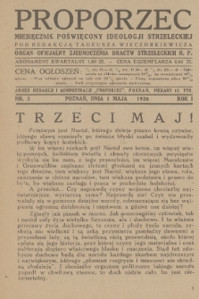 Proporzec : miesięcznik poświęcony ideologji strzeleckiej : organ oficjalny Zjednoczenia Bractw Strzeleckich R. P. R.1, 1926, nr 2