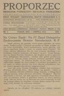 Proporzec : miesięcznik poświęcony ideologji strzeleckiej : organ oficjalny Zjednoczenia Bractw Strzeleckich R. P. R.1, 1926, nr 3