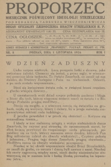 Proporzec : miesięcznik poświęcony ideologji strzeleckiej : organ oficjalny Zjednoczenia Bractw Strzeleckich R. P. R.1, 1926, nr 8