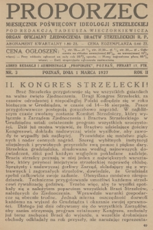 Proporzec : miesięcznik poświęcony ideologji strzeleckiej : organ oficjalny Zjednoczenia Bractw Strzeleckich R. P. R.2, 1927, nr 3