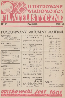 Ilustrowane Wiadomości Filatelistyczne : miesięcznik poświęcony sprawom filatelistyki. R.9, 1939, nr 91
