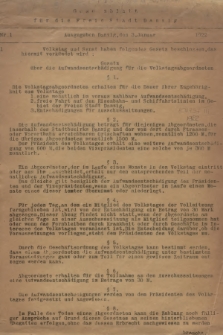 Gesetzblatt für die Freie Stadt Danzig. 1922, Nr. 1