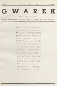 Gwarek : organ pracowników Rybnickiego Gwarectwa Węglowego. R.1 1938, nr 3