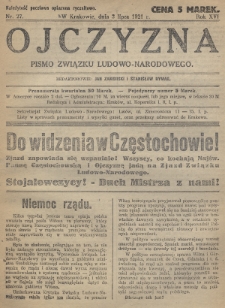 Ojczyzna : pismo Związku Ludowo-Narodowego. 1921, nr 27