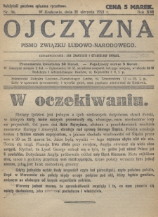 Ojczyzna : pismo Związku Ludowo-Narodowego. 1921, nr 34