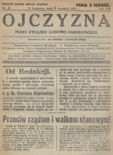 Ojczyzna : pismo Związku Ludowo-Narodowego. 1921, nr 37
