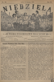 Niedziela : pismo tygodniowe dla ludu. 1886, nr 33