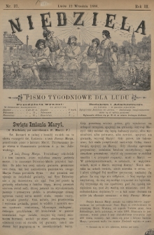 Niedziela : pismo tygodniowe dla ludu. 1886, nr 37