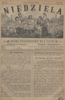 Niedziela : pismo tygodniowe dla ludu. 1886, nr 51