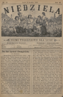 Niedziela : pismo tygodniowe dla ludu. 1886, nr 52