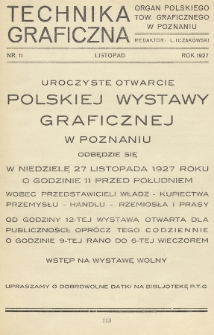 Technika Graficzna : organ Polskiego Tow. Graficznego w Poznaniu. 1927, nr 11