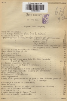 Wiadomości Katolickie : dwutygodnik poświęcony ideom i sprawom katolickim. R.10, 1933, Spis rzeczy
