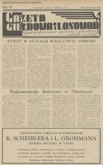 Gazeta Giełdowa i Losowań : tygodnik finansowo-giełdowy i gospodarczy. 1934, nr 37