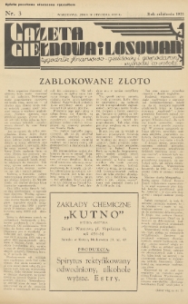 Gazeta Giełdowa i Losowań : tygodnik finansowo-giełdowy i gospodarczy. 1937, nr 3