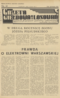 Gazeta Giełdowa i Losowań : tygodnik finansowo-giełdowy i gospodarczy. 1937, nr 20