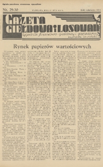 Gazeta Giełdowa i Losowań : tygodnik finansowo-giełdowy i gospodarczy. 1937, nr 29-30