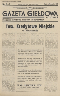 Gazeta Giełdowa i Losowań : tygodnik finansowo-giełdowy i gospodarczy. 1938, nr 6-7