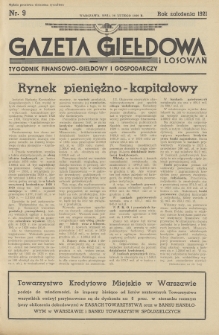 Gazeta Giełdowa i Losowań : tygodnik finansowo-giełdowy i gospodarczy. 1939, nr 9