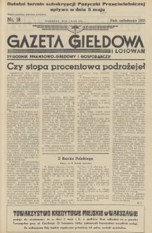 Gazeta Giełdowa i Losowań : tygodnik finansowo-giełdowy i gospodarczy. 1939, nr 18