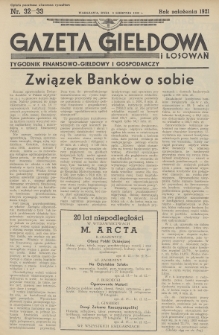 Gazeta Giełdowa i Losowań : tygodnik finansowo-giełdowy i gospodarczy. 1939, nr 32-33