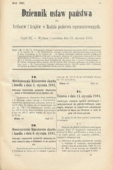 Dziennik Ustaw Państwa dla Królestw i Krajów w Radzie Państwa Reprezentowanych. 1903, cz. 9