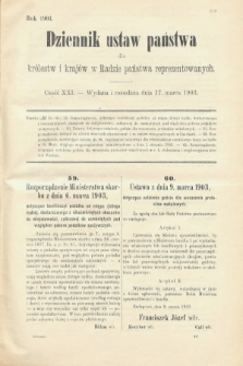 Dziennik Ustaw Państwa dla Królestw i Krajów w Radzie Państwa Reprezentowanych. 1903, cz. 21
